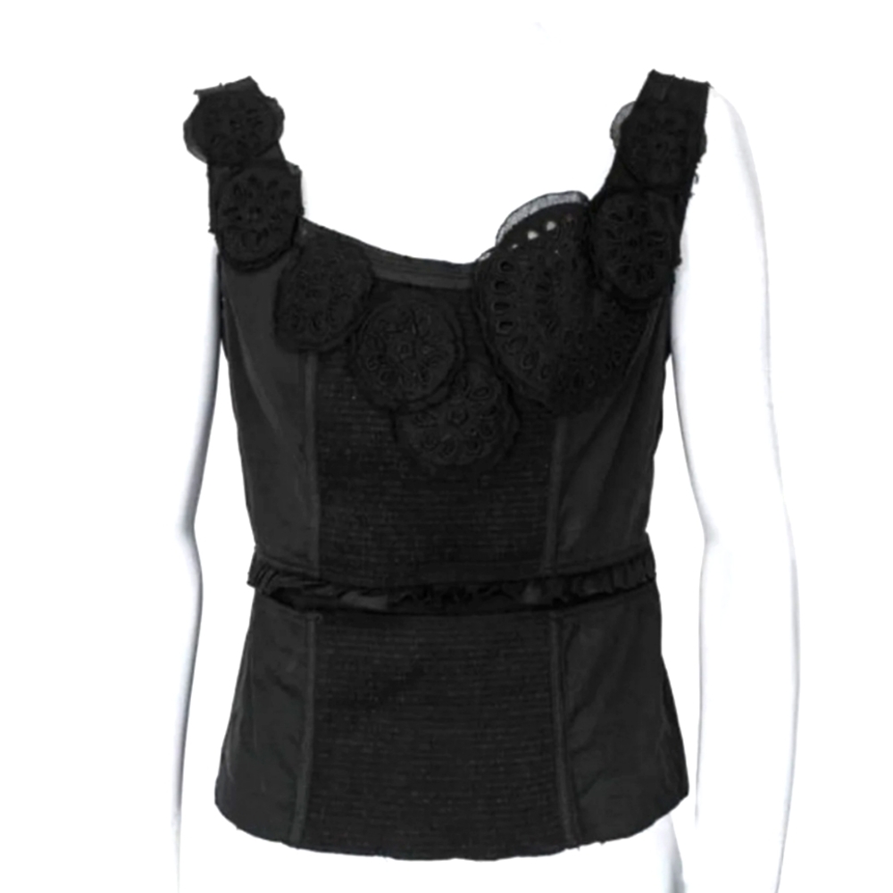 *EUC* Prada Black Raw Hem Sleeveless Blouse, IT 44/US 8